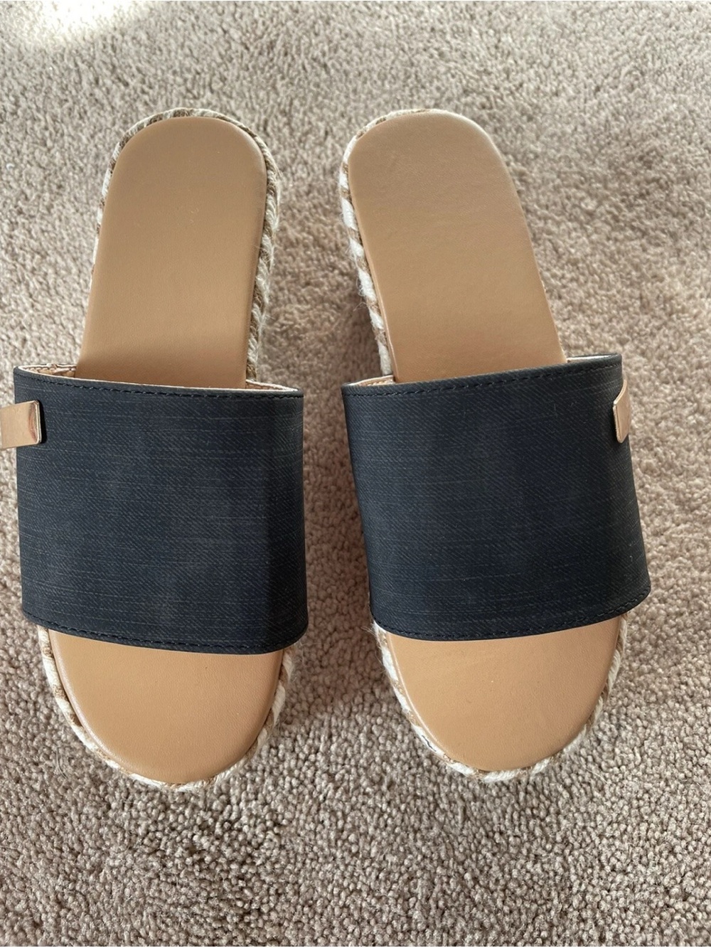 Casual Navy Slide Sandals - Women's Comfortable Slip-On
